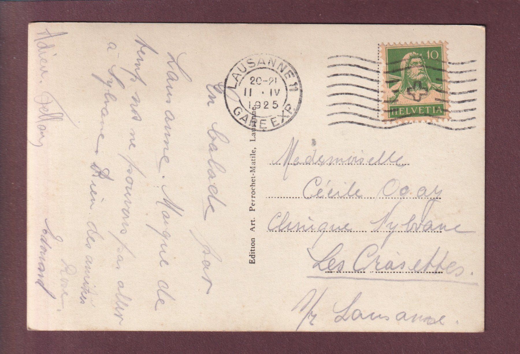 Cartoline postali: LAUSANNE - Palais de Rumine - 1925 – Usato da Pully venduto da nicecards 1