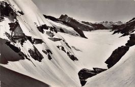ALPIN: Jungfraujoch, Berghaus & Institut, gelaufen 1954