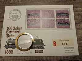 Silber-Münzbrief 100 Jahre Gotthard-Bahn