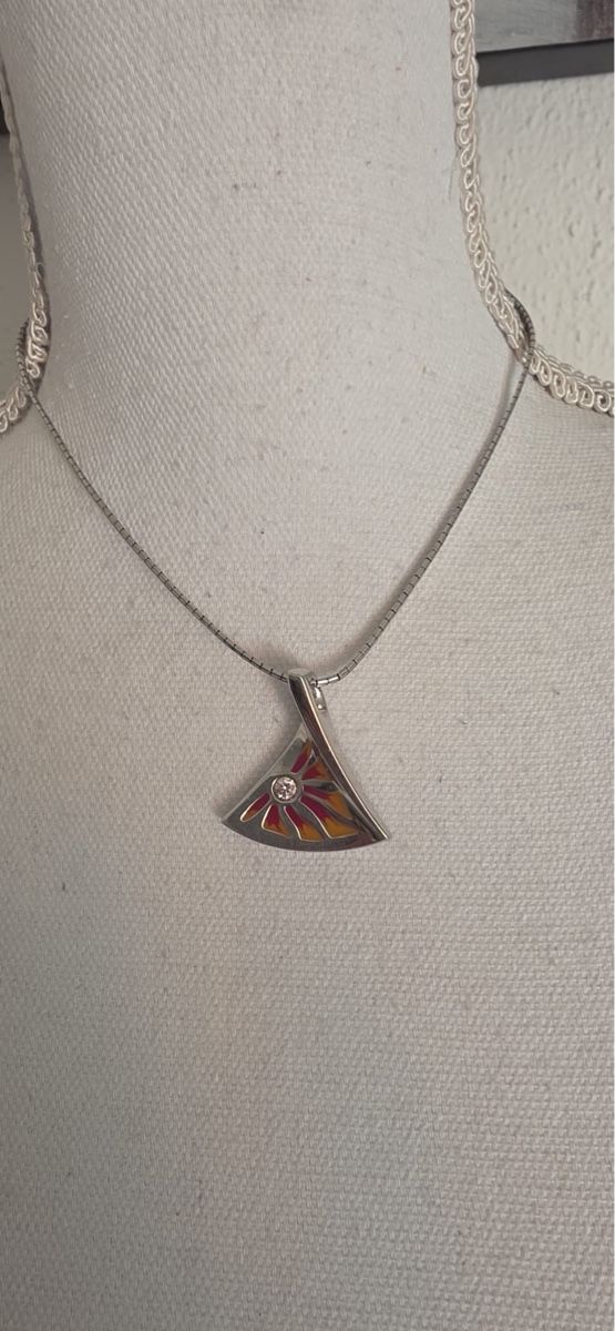 Catenine: Collier Anhänger echt Silber Emaille Stein – Usato da St. Gallen venduto da mania03 4