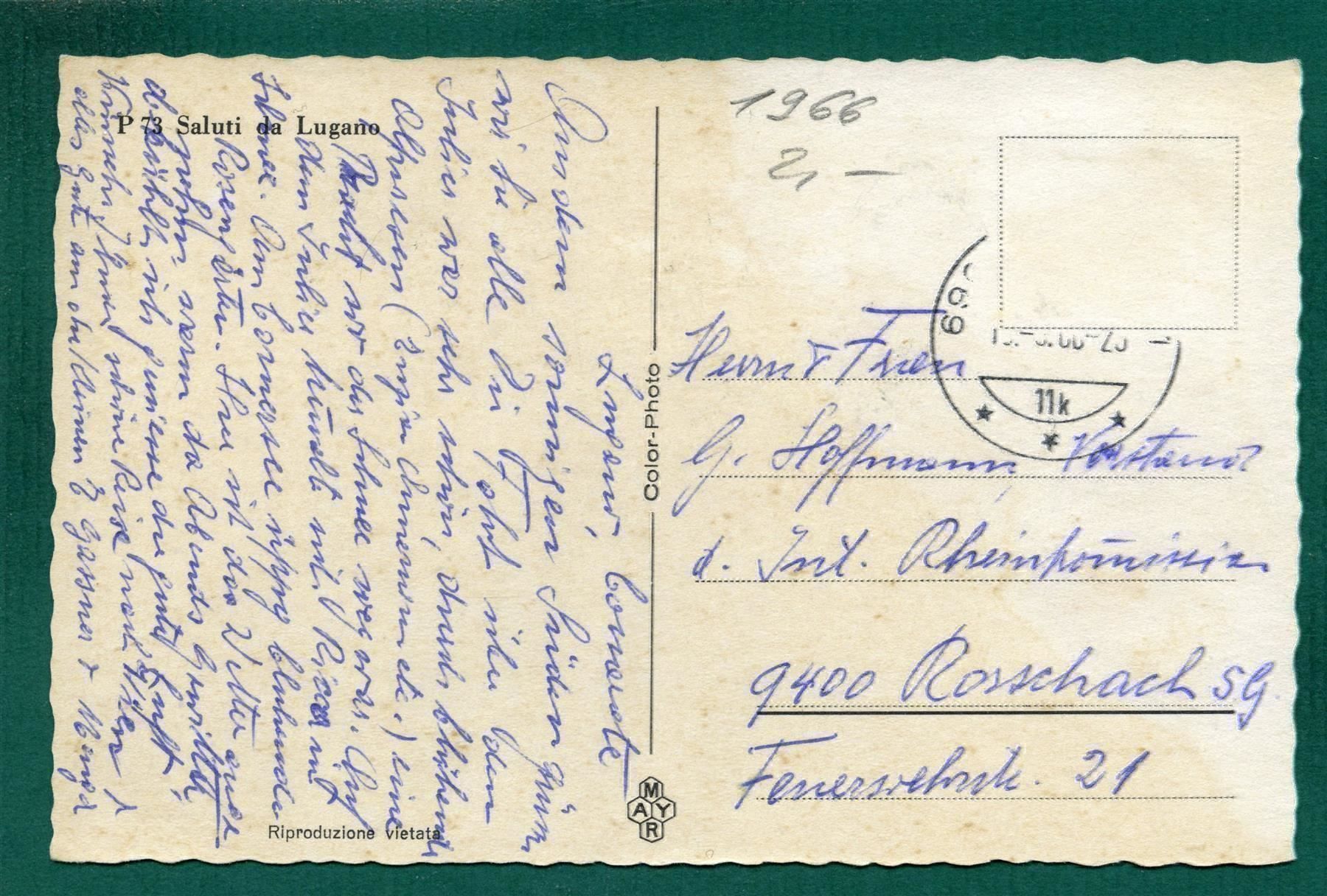 Cartes postales: Lugano, 4 Ansichten, gelaufen, ca. 1966 – D'occasion à Sargans par Hausi1951 1
