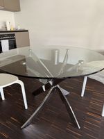 Angel Cerdá Esstisch Ø110 cm – Glas & Edelstahl