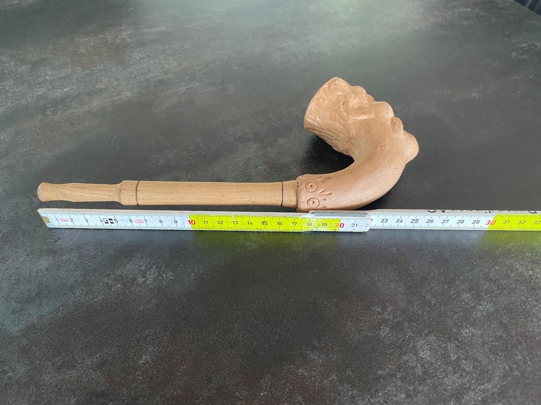 Pipe & Accessori: Ancienne Pipe Visage Sculpté bois et Terre Cuite – Usato da Vallamand venduto da Bricbracbroc82 8