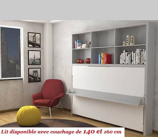 Letti: Lit escamotable horizontal 160 x 200. Avec bureau. – Nuovo e nell'imballaggio originale da Lausanne venduto da casa56