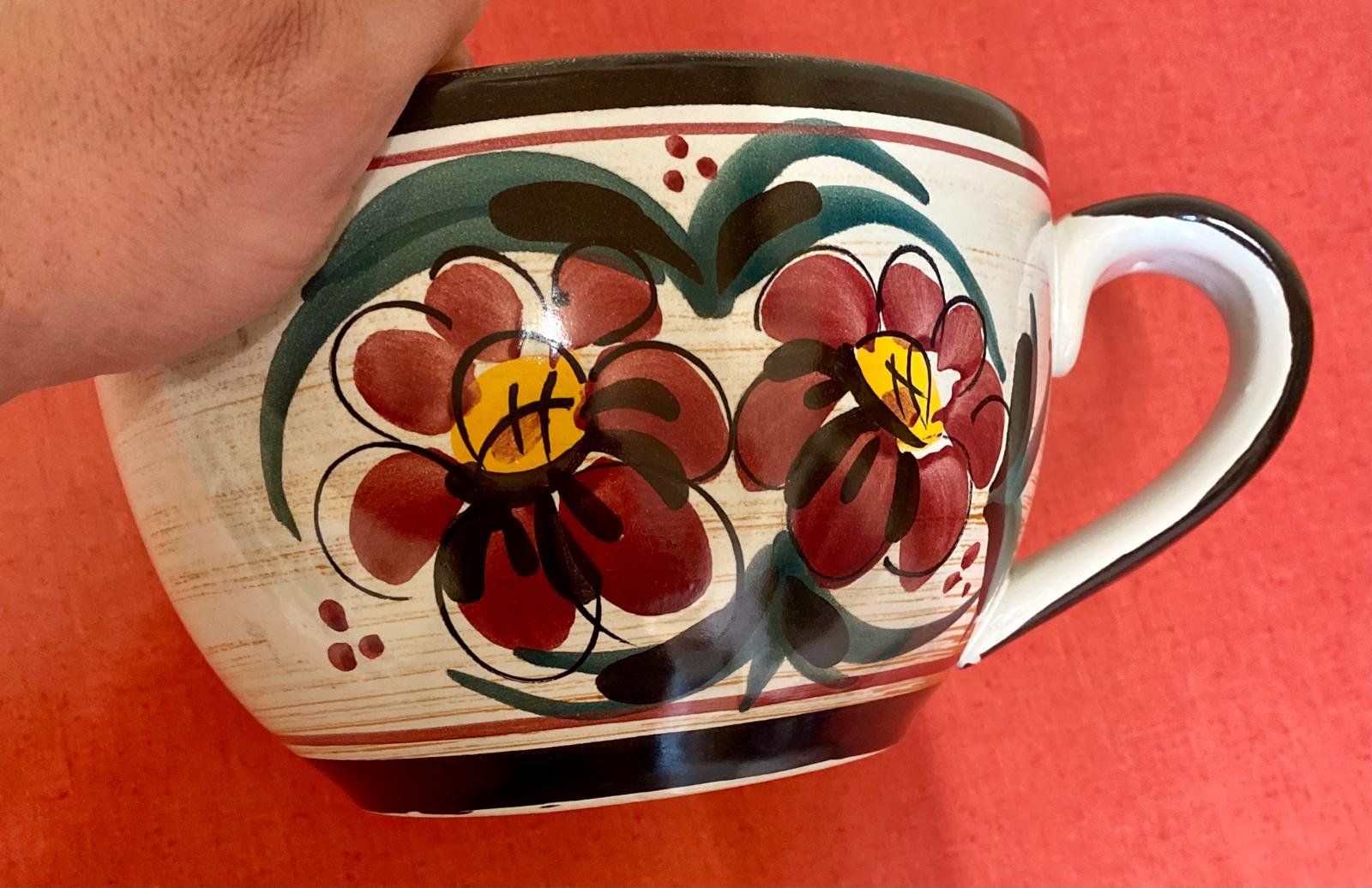 Vasi per fiori: Rustikale Jumbo Tasse/Suppentasse mit Blumenmuster – Usato da Krauchthal venduto da MEWA01 2