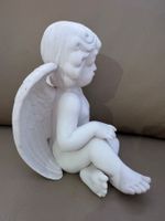 Engelfigur Weiss Sitzt Guter Zustand Dekofigur Figur