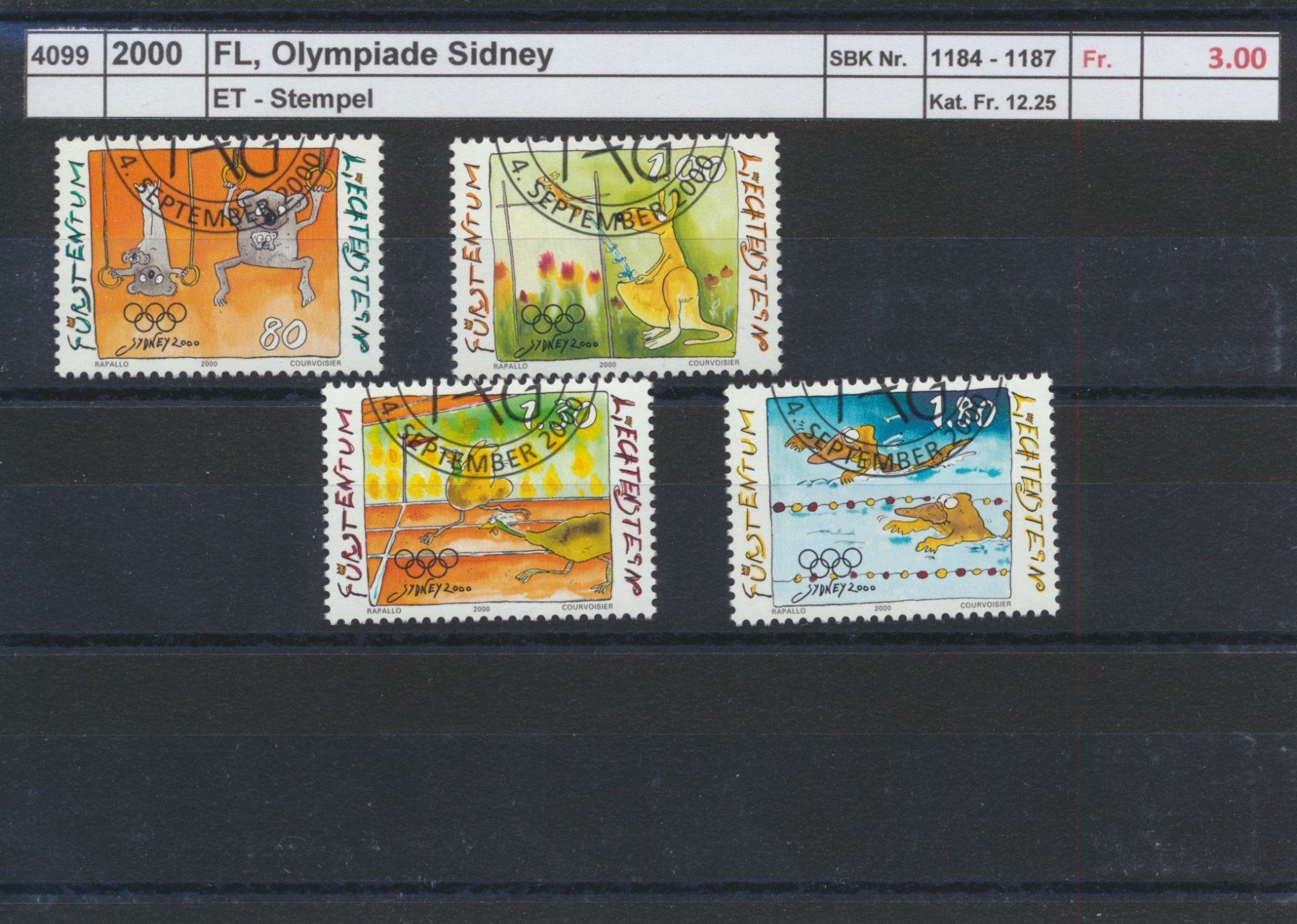 Tous les timbres: 2000 FL, "Olympiade Sidney", ET - Stempel – D'occasion à Winterthur par Zupogeru