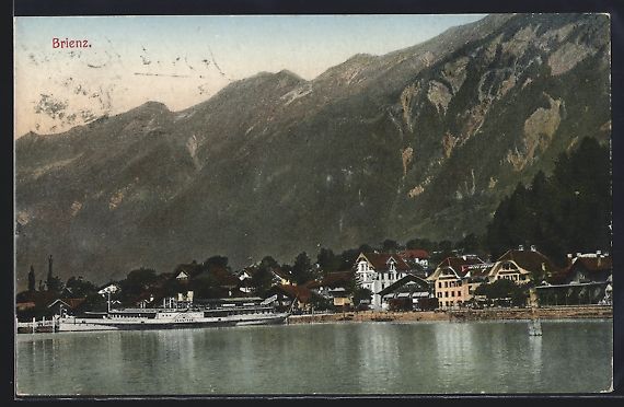 Cartoline postali: Brienz, Uferpartie mit Dampfer Jungfrau – Usato da Berlin venduto da bartko-reher