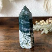 ✲ Moosachat Turm ✲ 81g / 78mm Moos Agate Obelisk
