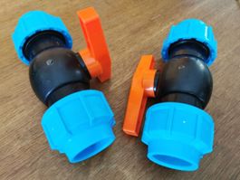 Wasserhahn Kugelhahn 32mm mit Anschlussstücken neu