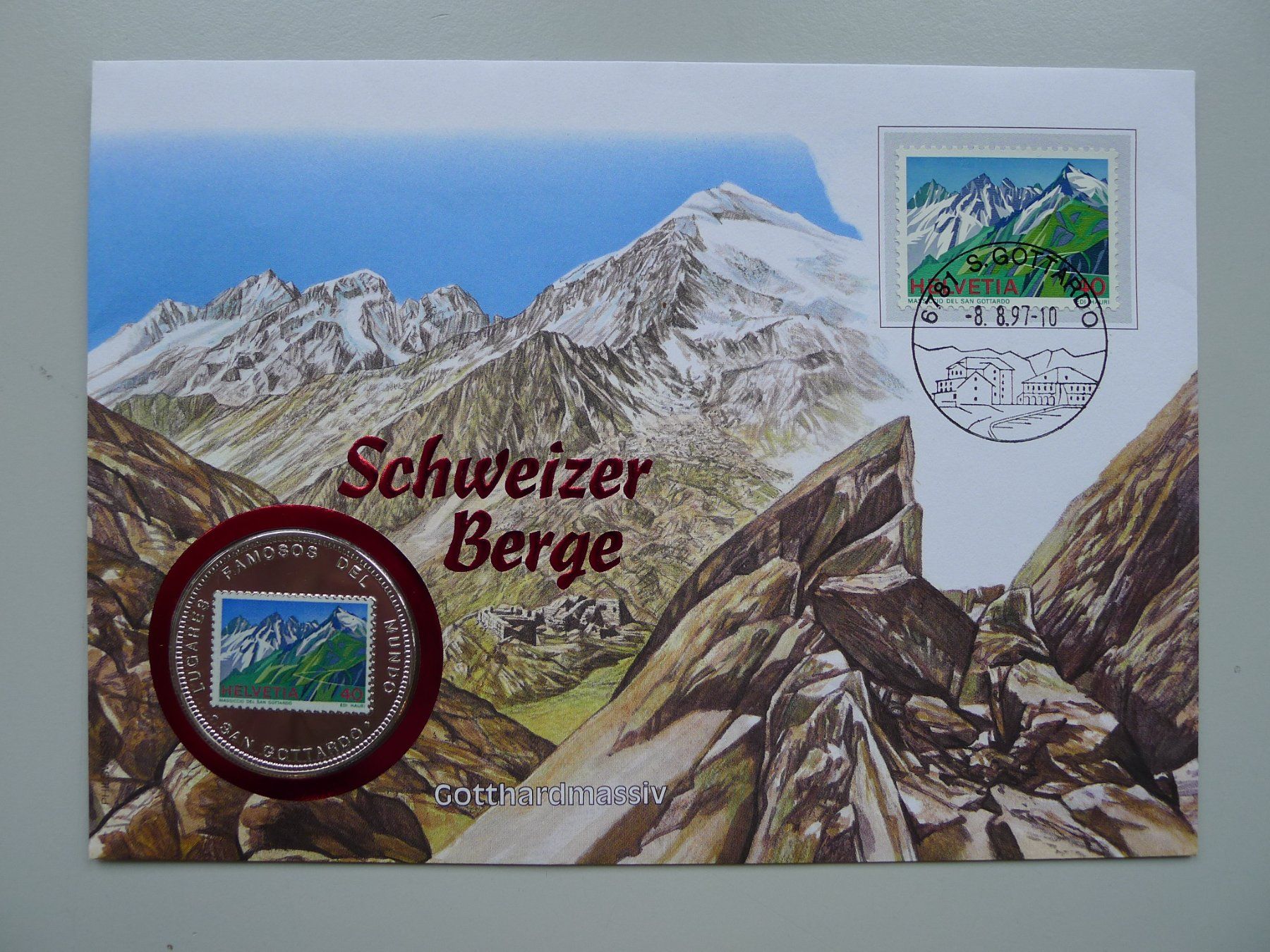 Medaglie: 1997: Numisbrief: Schweizer Berge - Gotthardmassiv + Silber – Usato da Sursee venduto da Luzernerraute