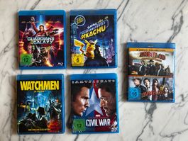 Bluray Sammlung mit verschiedenen Marvel und Action Filmen