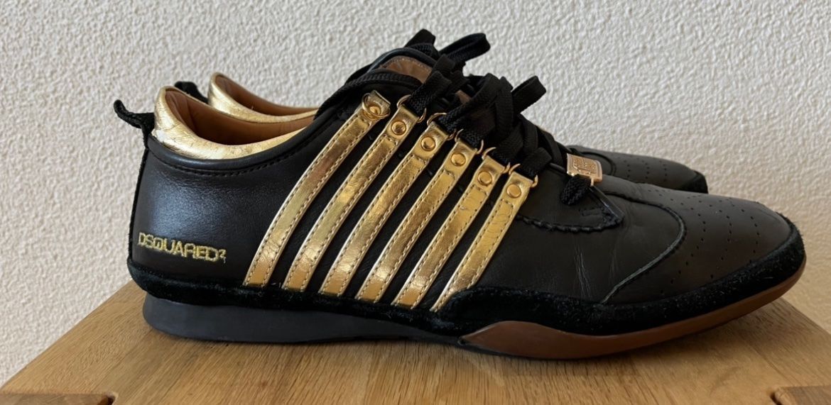 Dsquared2 Scarpe da uomo: Dsquared2 Sneaker - Schwarz/Gold - Grösse 46 – Usato da Lüchingen venduto da mag_8r9c