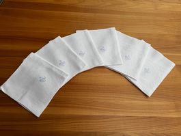 6 DAMAST SERVIETTEN BESTICKT MIT MONOGRAMM JW