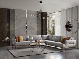 Ecksofa L Form Couch Wohnzimmer Polster Design neu grau