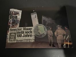 Selten: Postkarte + echtem Stück Berliner Mauer Berlin DDR