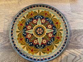 Antiker Mosaik Messing Wandteller