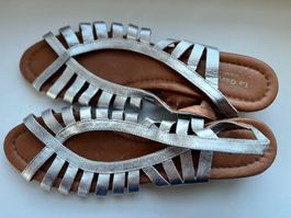 Silberne Sandalen, La Garçonne, Gr. 42