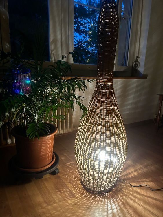 Lampade: Vintage Rattan Stehlampe – Usato da Schaffhausen venduto da amwr 4