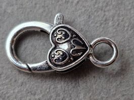 2x Herz Verschluss Karabiner Schmuck Kette Endteile Basteln