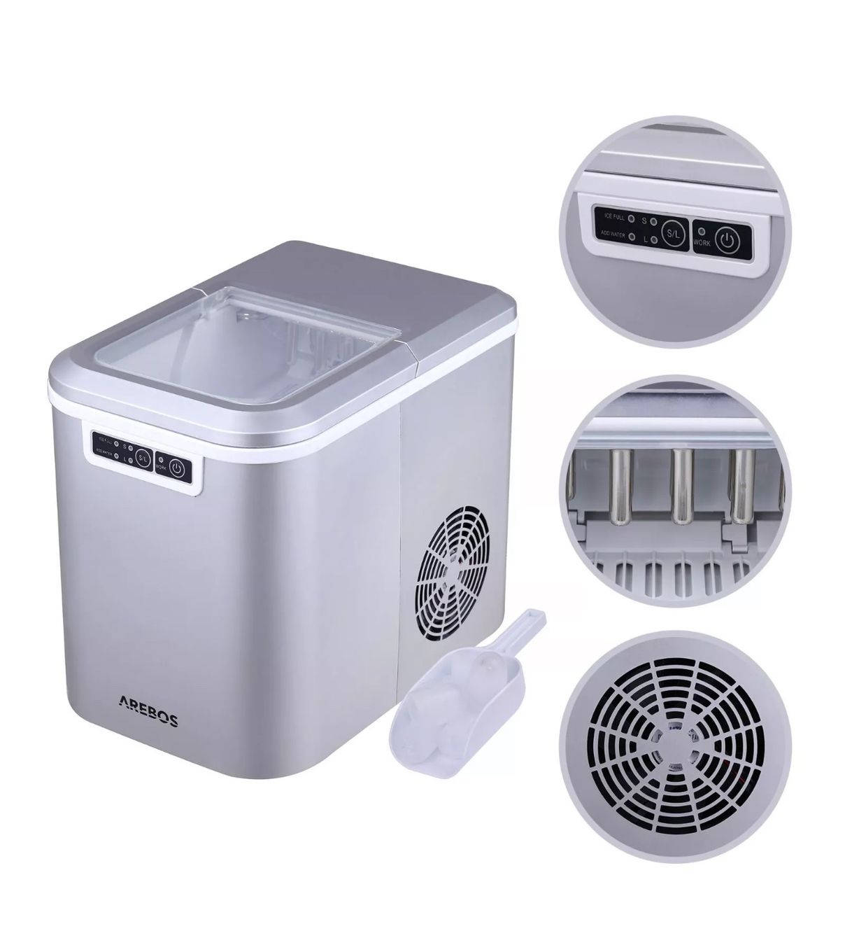 Elettrodomestici da cucina: AREBOS Eiswürfelmaschine 2,2L Icemaker Eiswürfelbereiter Eis – Nuovo e nell'imballaggio originale da Amriswil venduto da JaJa-Express 1