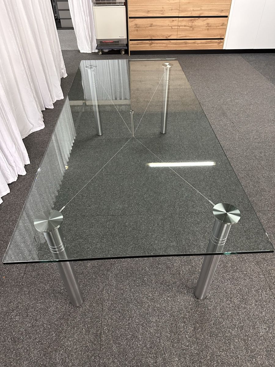 Team7 Tavoli: Hutter Designer Glastisch Chromstahl modern pflegeleich – Usato da Luzern venduto da Emelie77