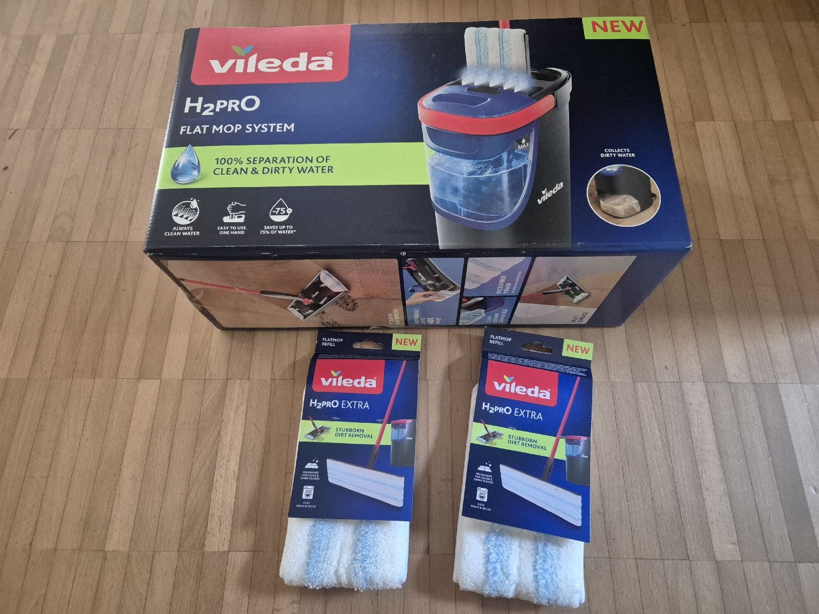 Vileda Altro in Apparecchi per la pulizia: Vileda H2Pro Flat Mop System, Wischmop-Set, OVP – Nuovo e nell'imballaggio originale da Bern venduto da grisu_79