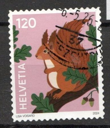Tutti i francobolli: 2024  Sondermarken / Symbolik der Tiere - Rotes Einhörnchen – Usato da Schaffhausen venduto da poststamp