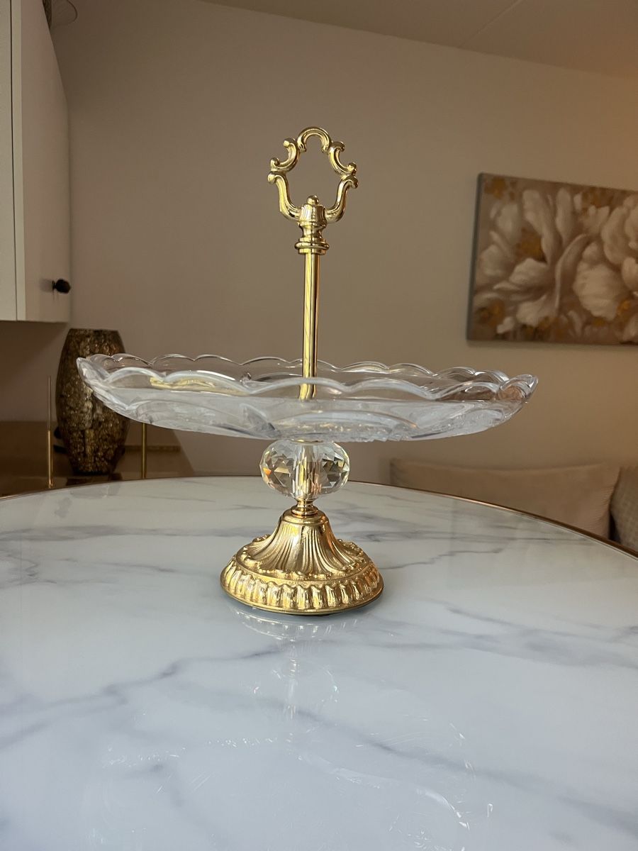 Piatti di portata: Etageren Servierplatte Glas Goldfarben – Usato da Zürich venduto da R1908