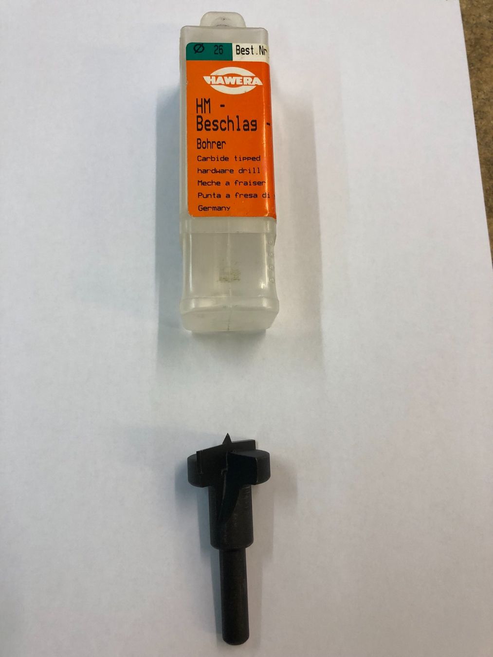 Alle Werkzeuge: Beschlag-Bohrer HAWERA HM d26 mm – Neu und originalverpackt aus Wagen von Aloeveragold