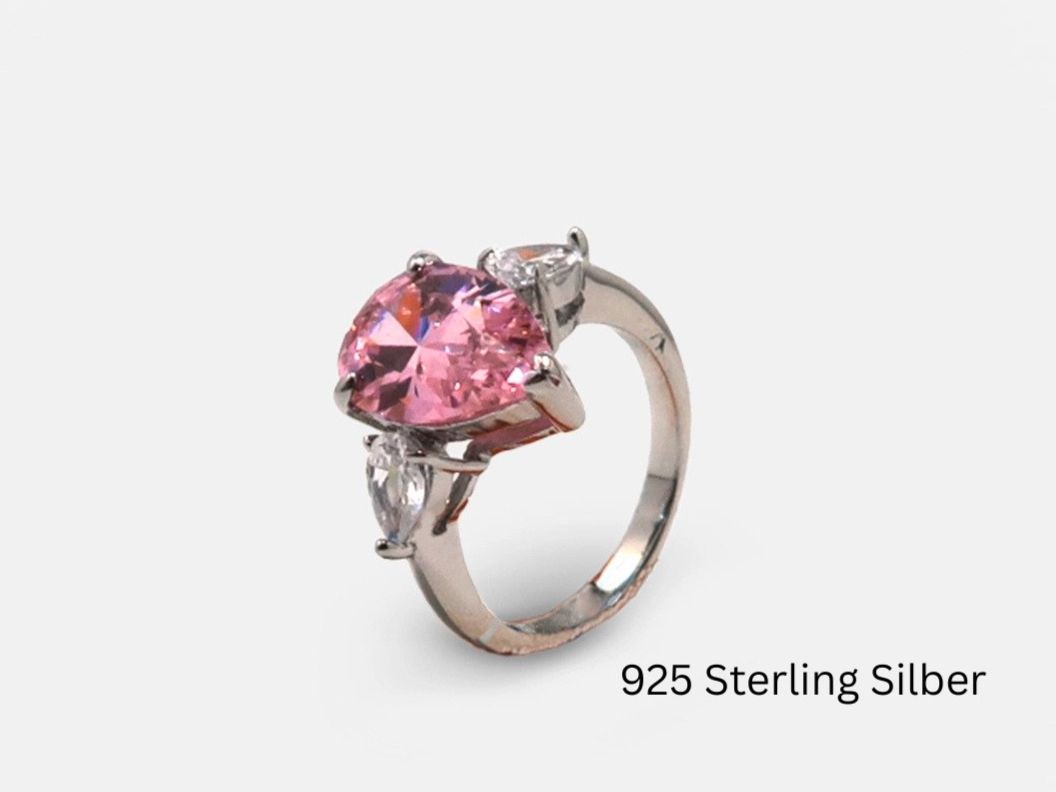 Ringe: Pinkfarbener 925 Sterling Silber Ring, Grösse 56. – Neu und originalverpackt aus Zürich von schmuckeis