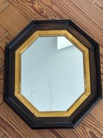 Vintage Achtkant Spiegel Holzrahmen dunkel-goldfarbig