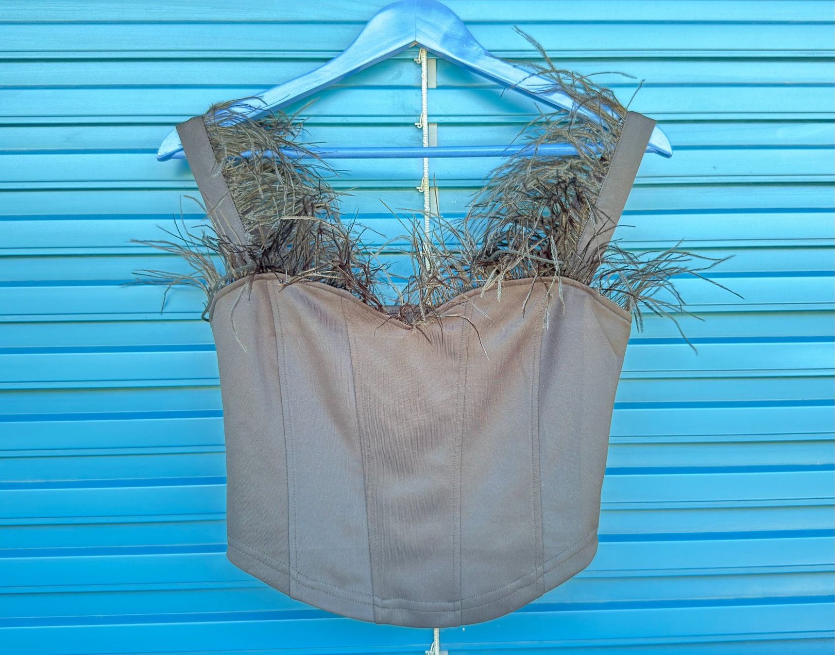 Tops: Bustier corset noir à plumes – Gebraucht aus Thônex von BrYu 7