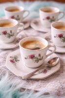 Espresso Set Vintage 6 Tassen mit Untertassen  Rosen shabby