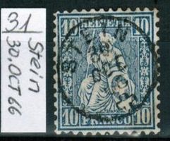 3327A) 31, Sitzende  Helvetia Fingerhutstempel STEIN