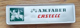 Vintage A. W. Faber-Castell Bleistiftdose Leer, Rittermotiv.