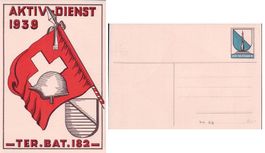 Militärpostkarte, Aktiv Dienst 1939 Ter. Füs. Bat. 182