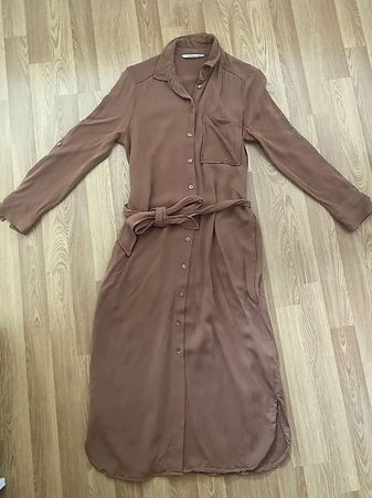 Tchibo Essentials Hemdblusenkleid Braun Gr.M 38 100% Viskose