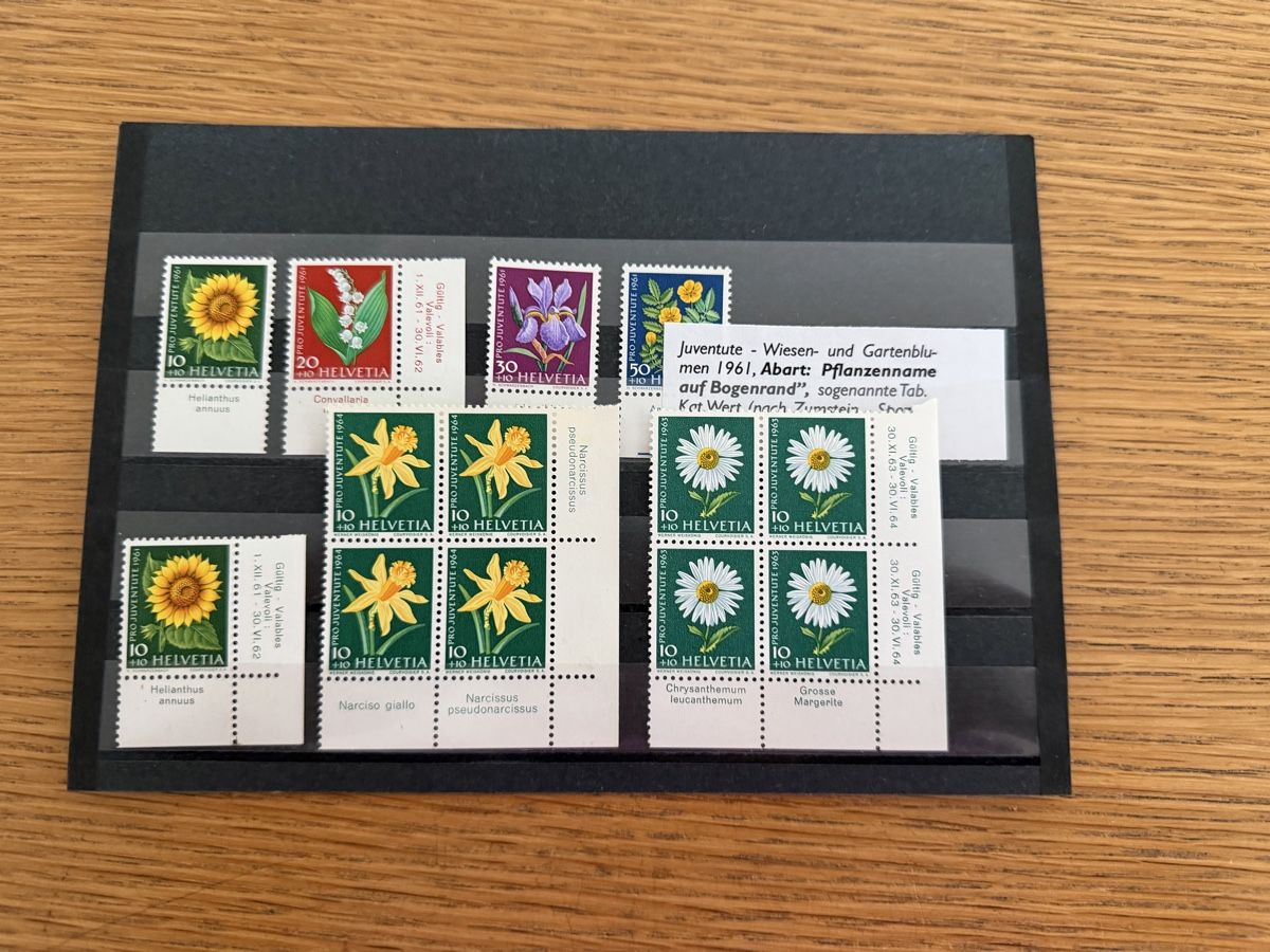 Alle Briefmarken: 13 Steckkarten mit Pro Juventute Marken mit Bogenrand – Gebraucht aus Murgenthal von Tina_4055
