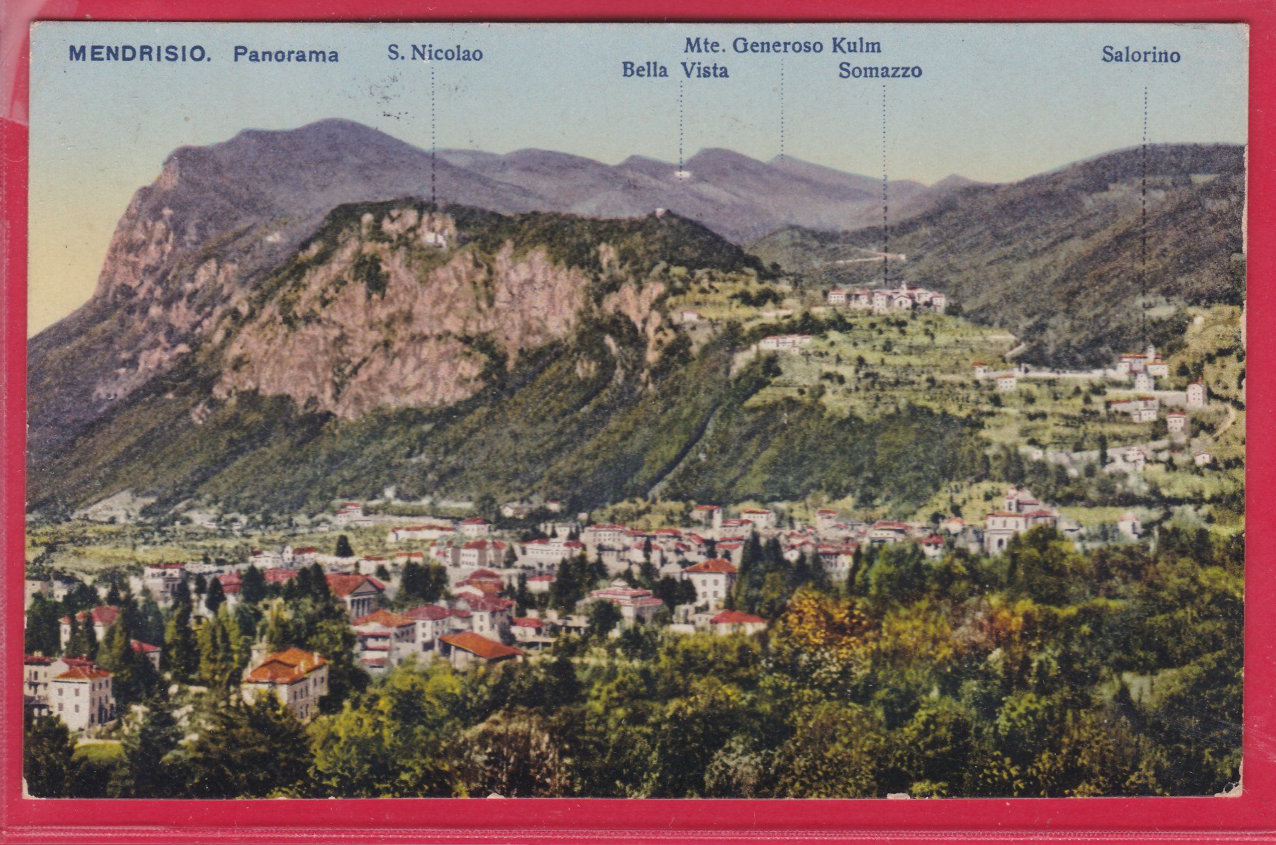 Cartoline postali: MENDRISIO PANORAMA, 8.5.1919 – Usato da Oberrieden venduto da Gebirgsstelze