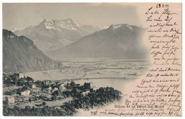 Glion et la Dent du Midi, phototypie, circulée 1899