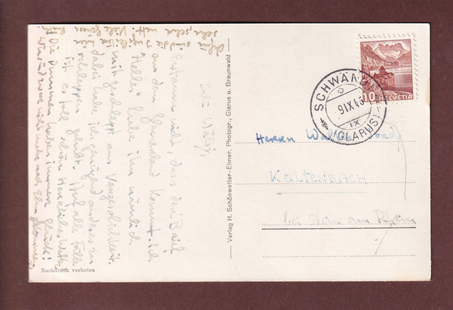Ansichtskarten: OBERBLEGISEE - 1946 – Gebraucht aus Pully von nicecards-shop 1