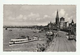 Ansichtskarte Düsseldorf Rathaus-Ufer gelaufen 1953