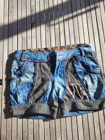 Damen Shorts Patchwork Mix Jeans und Tweed, Desigual, 