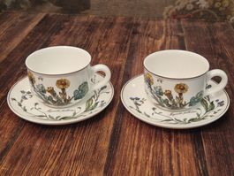 2x Villeroy & Boch "Botanica" Kaffeetassen mit Untertellern