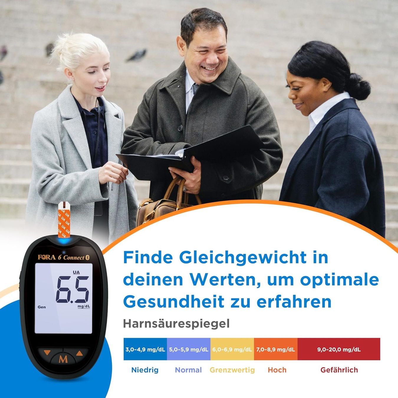 Medizinische Geräte: Fora 6 Connect Harnsäure-Messgerät & 10 Teststreifen – Neu und originalverpackt aus St. Gallen von ForaCare 6