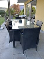 Rattan Tisch 220 x 100 cm mit 8 Stühlen inkl. Sitzkissen