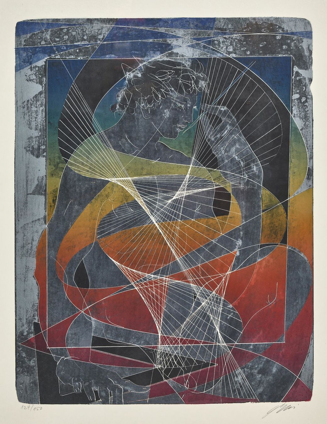 Grafiken & Lithographien: Erni Hans "Sich besinnender" Original handsig. Lithografie – Gebraucht aus Siebnen von Kareno