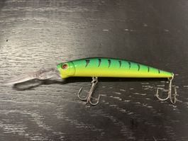 10cm Wobbler 14g hecht zander gelb grün schwarz kunstköder