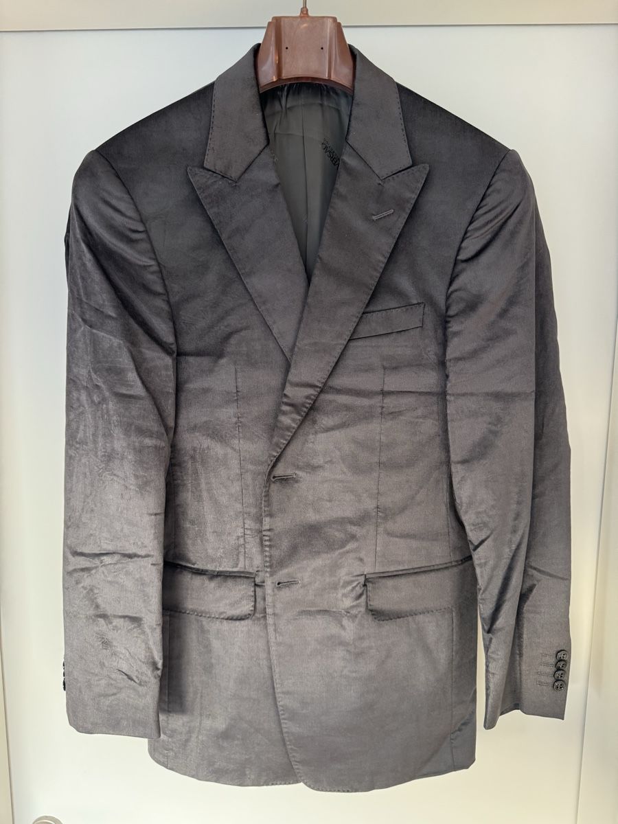 Versace Jacken: Versace Collection Blazer Size 46, Grey Velvet – Neu (gemäss Beschreibung) aus Zürich von Keller110